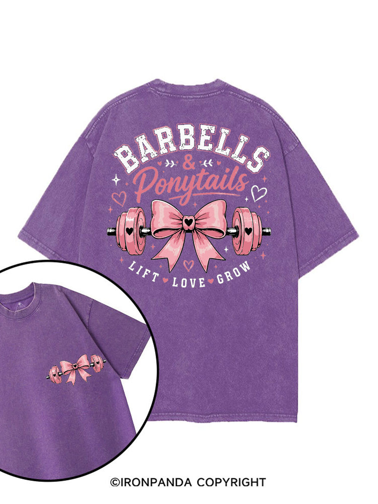 BARBELLS & PONYTAILS LIFT LOVE GROW printed Gym Shirt