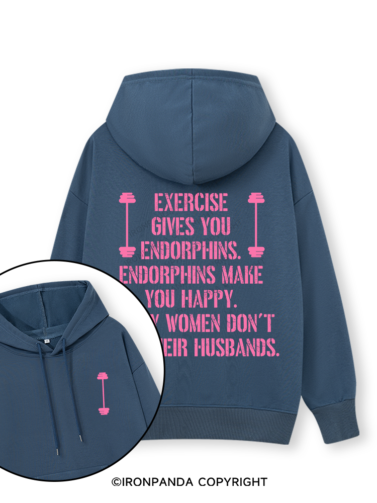 EXERCISE GIVES YOU ENDORPHINS PINK Double-Sided Printed Classic Gym Hoodie