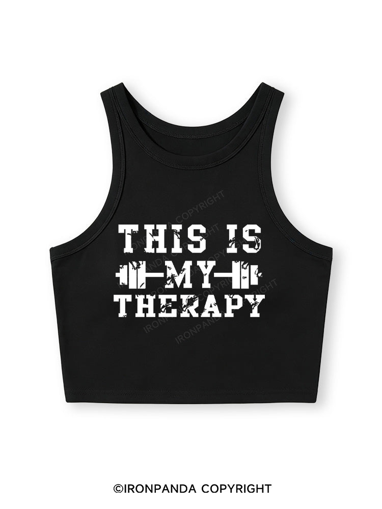 THIS IS MY THERAPY Fitted Crop Tank Top