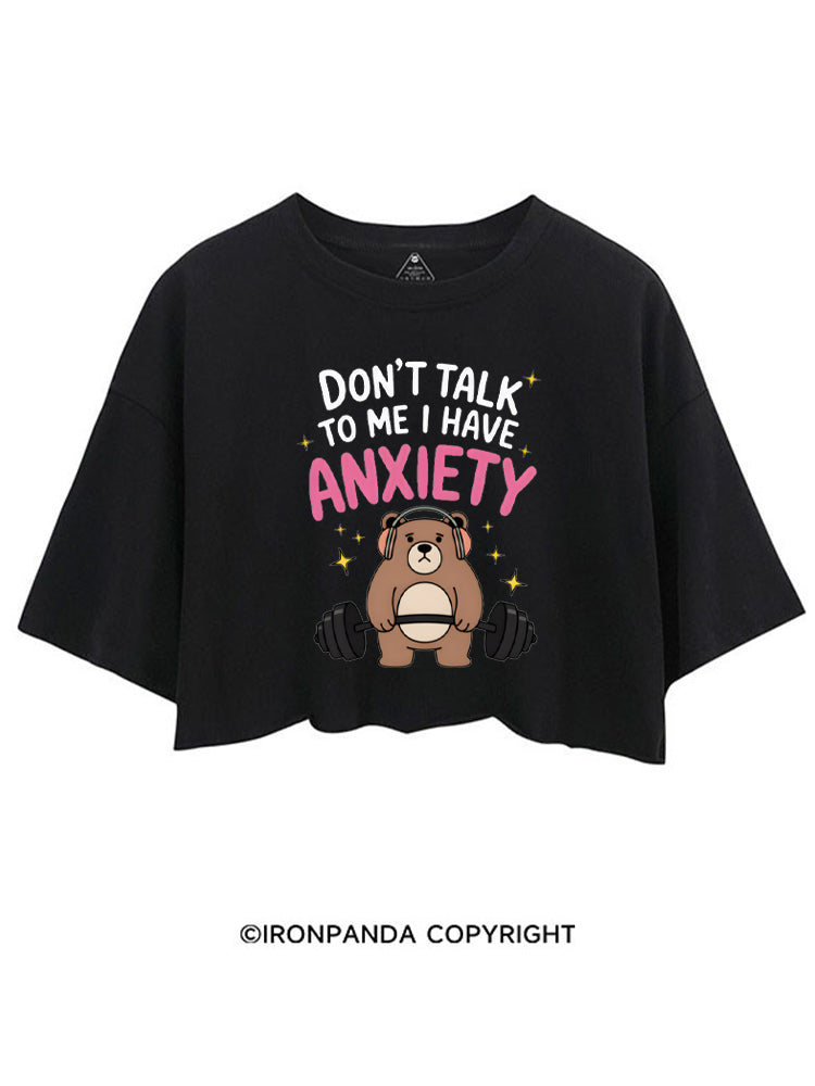 Bear Lifting Weights Anxiety CROP TOPS