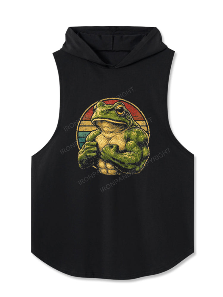 Retro Muscular Frog Strength Hooded Tank