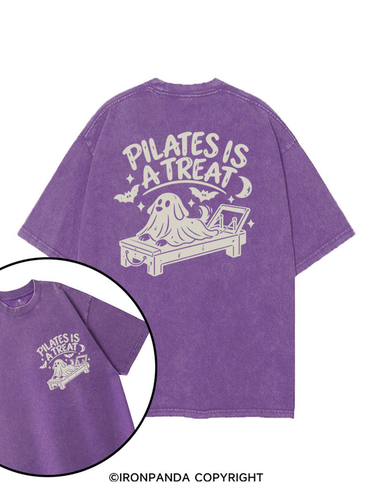 Pilates Is a Treat Ghost Dog printed Gym Shirt