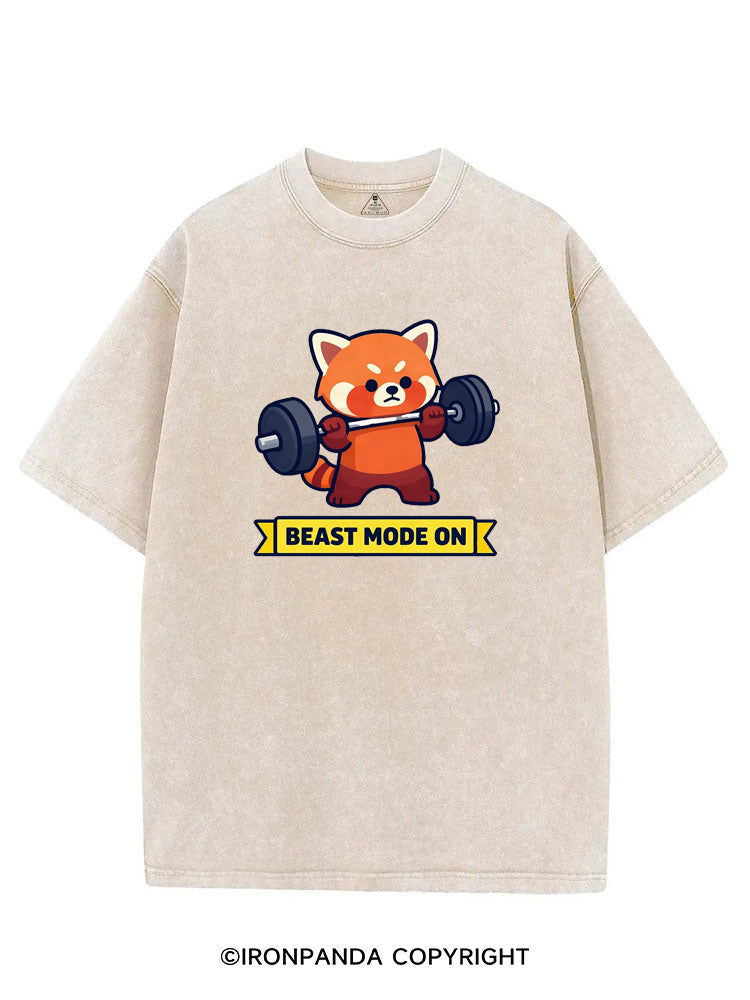 BEAST MODE ON RED PANDA VINTAGE GYM SHIRT