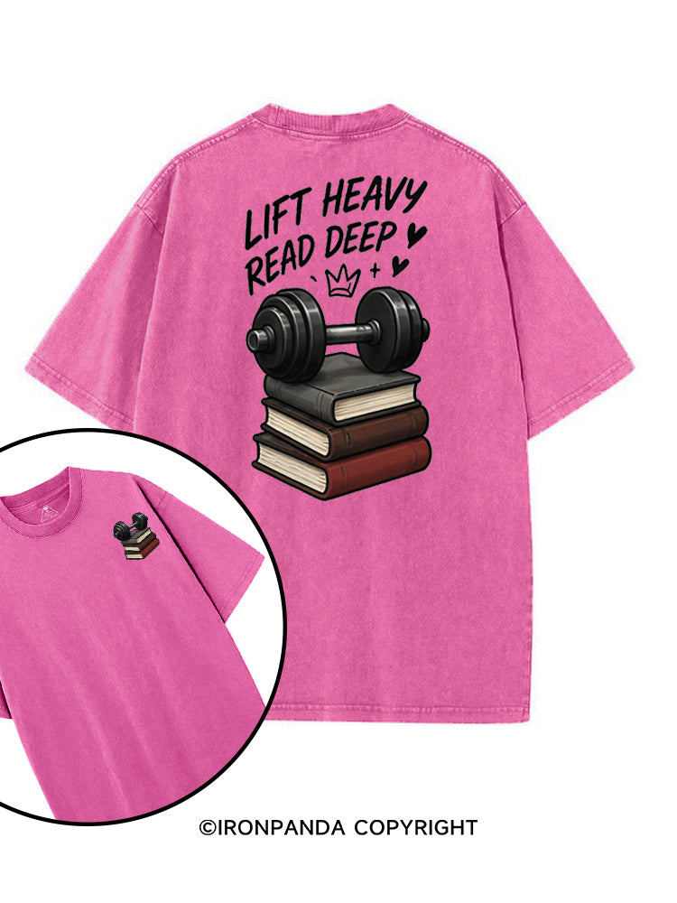 LIFT HEAVY READ DEEP printed Gym Shirt