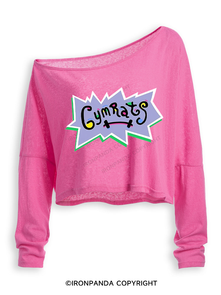 GYM RATS Off Shoulder Long Sleeve Crop Top