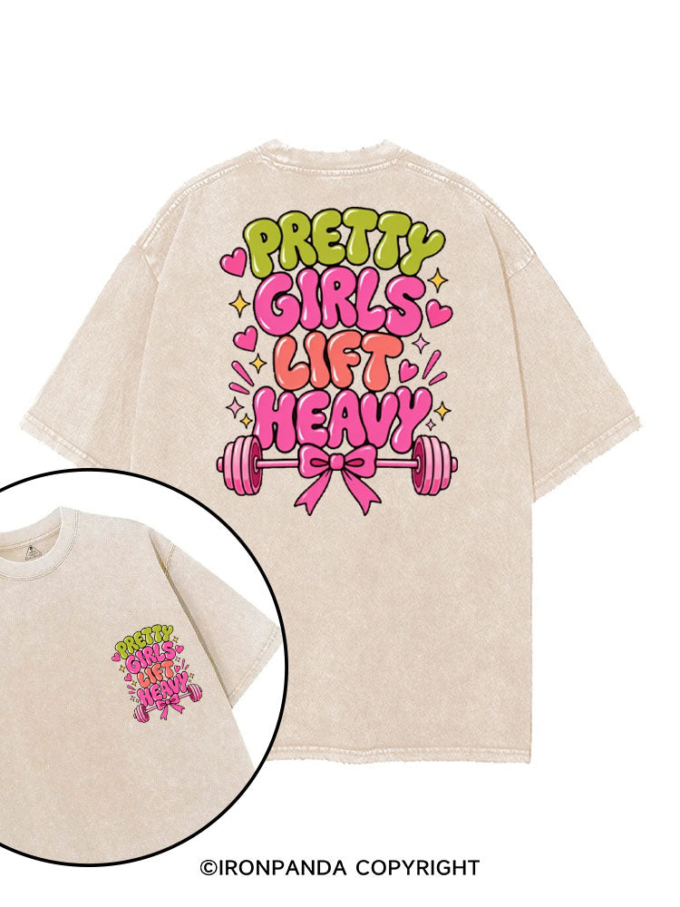 PRETTY GIRLS LIFT HEAVY FUNNY PINK STYLE printed Gym Shirt