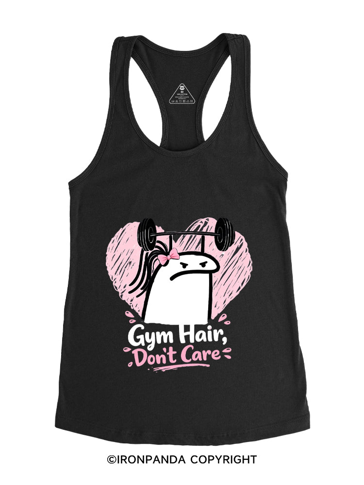 Gym Hair Don't Care Funny Gym Gym Racerback Tank