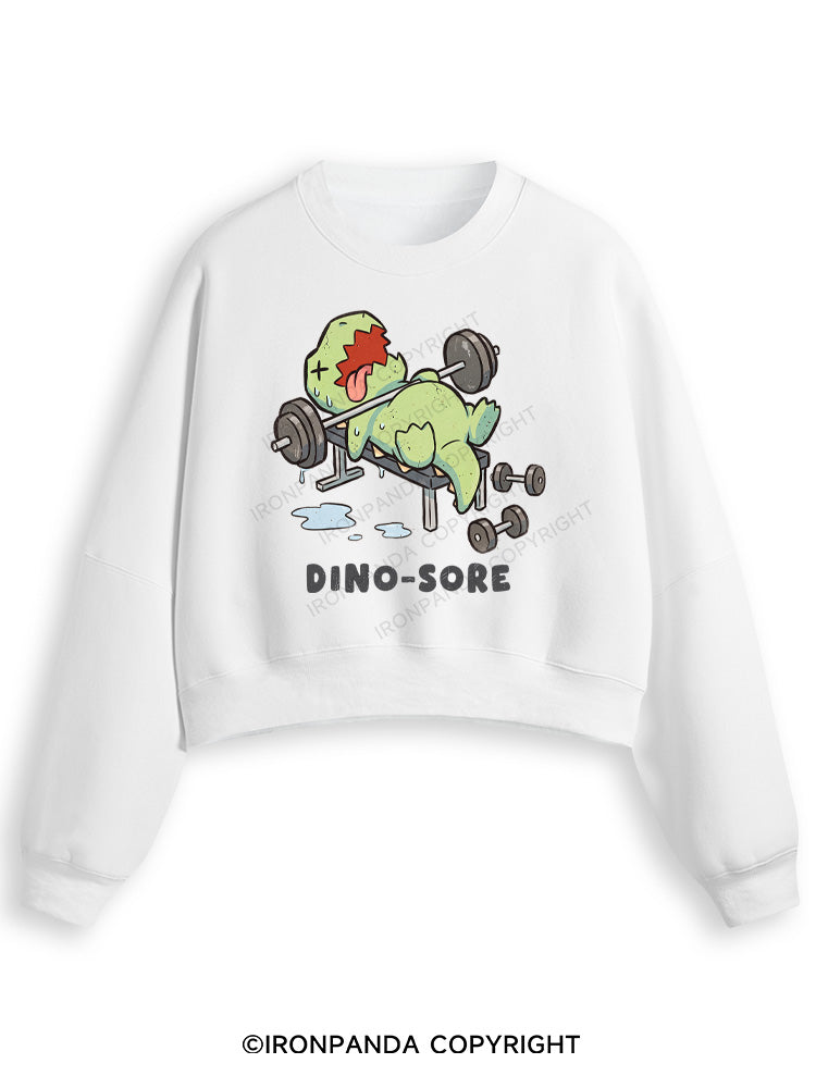 DINO-SORE FUNNY Fleece Crop Sweatshirt