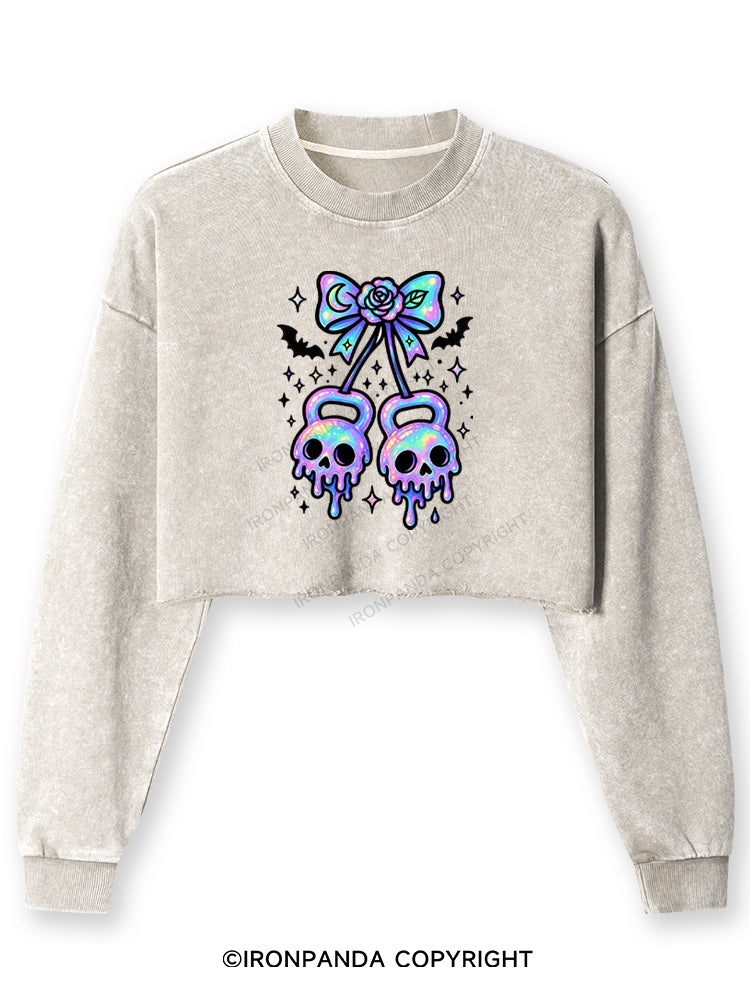 GHOST DRIP KETTLEBELLS Washed Long-Sleeve Crop Top