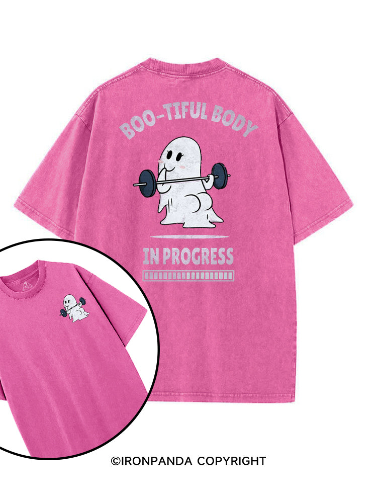 BOO-TIFUL BODY IN PROGRESS printed Gym Shirt