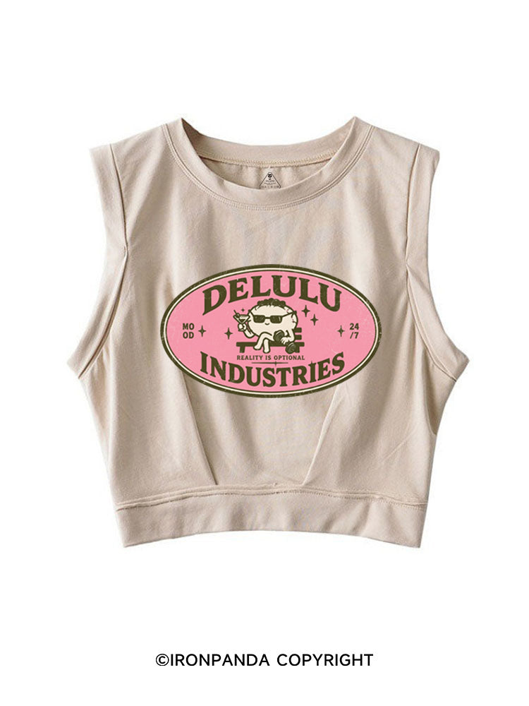 DELULU INDUSTRIES REALITY IS OPTIONAL SLEEVELESS CROP TOPS