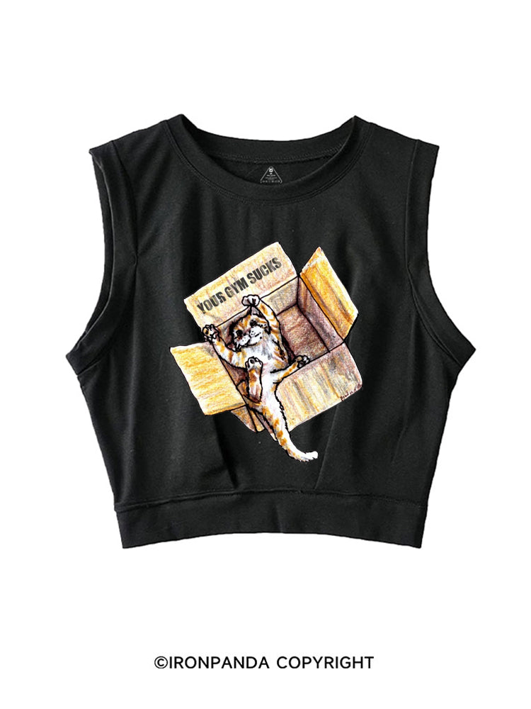 YOUR GYM SUCKS CUTE CAT SLEEVELESS CROP TOPS