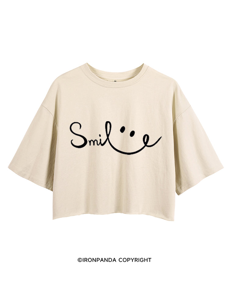SMILE FUNNY GYM STYLE CROP TOPS