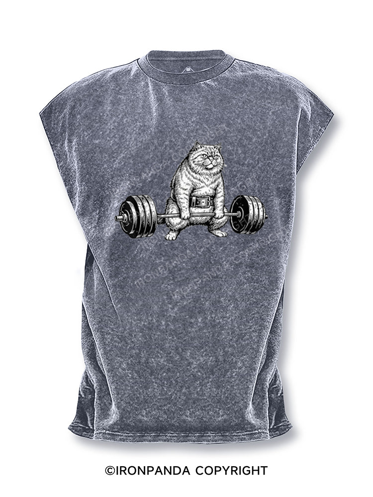 Funny Deadlift Cat Cut Off Tank