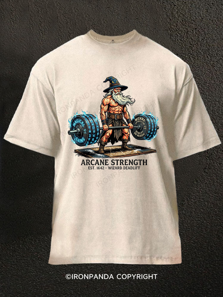 Out of Spells Wizard Lifting Washed Gym Shirt