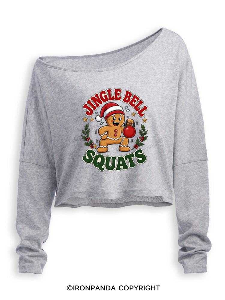 JINGLE BELL SQUATS Off Shoulder Long Sleeve Crop Top