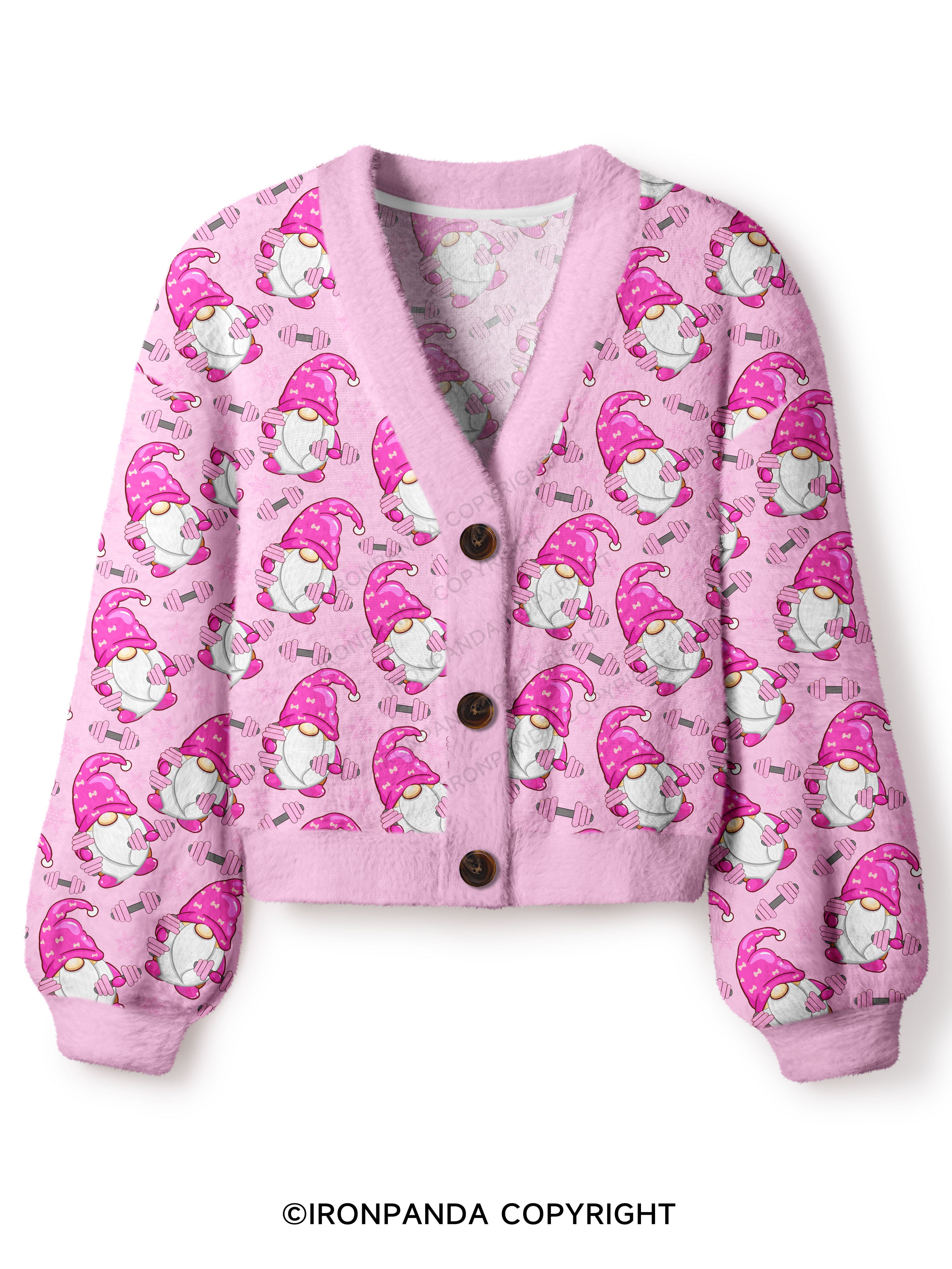 gnome no lift no gift Crop Ugly Cardigan Sweater