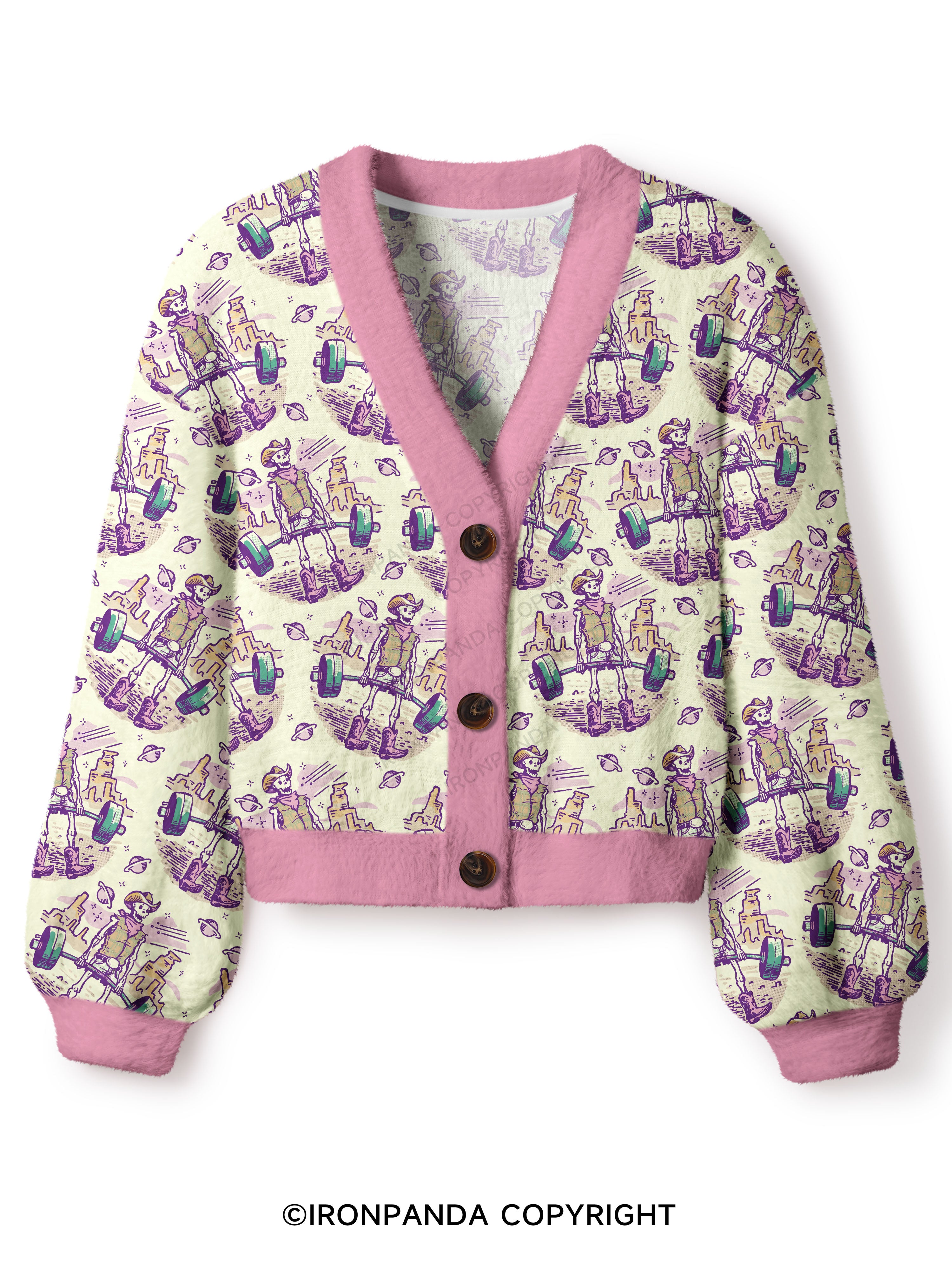 skeleton deadlift Crop Ugly Cardigan Sweater
