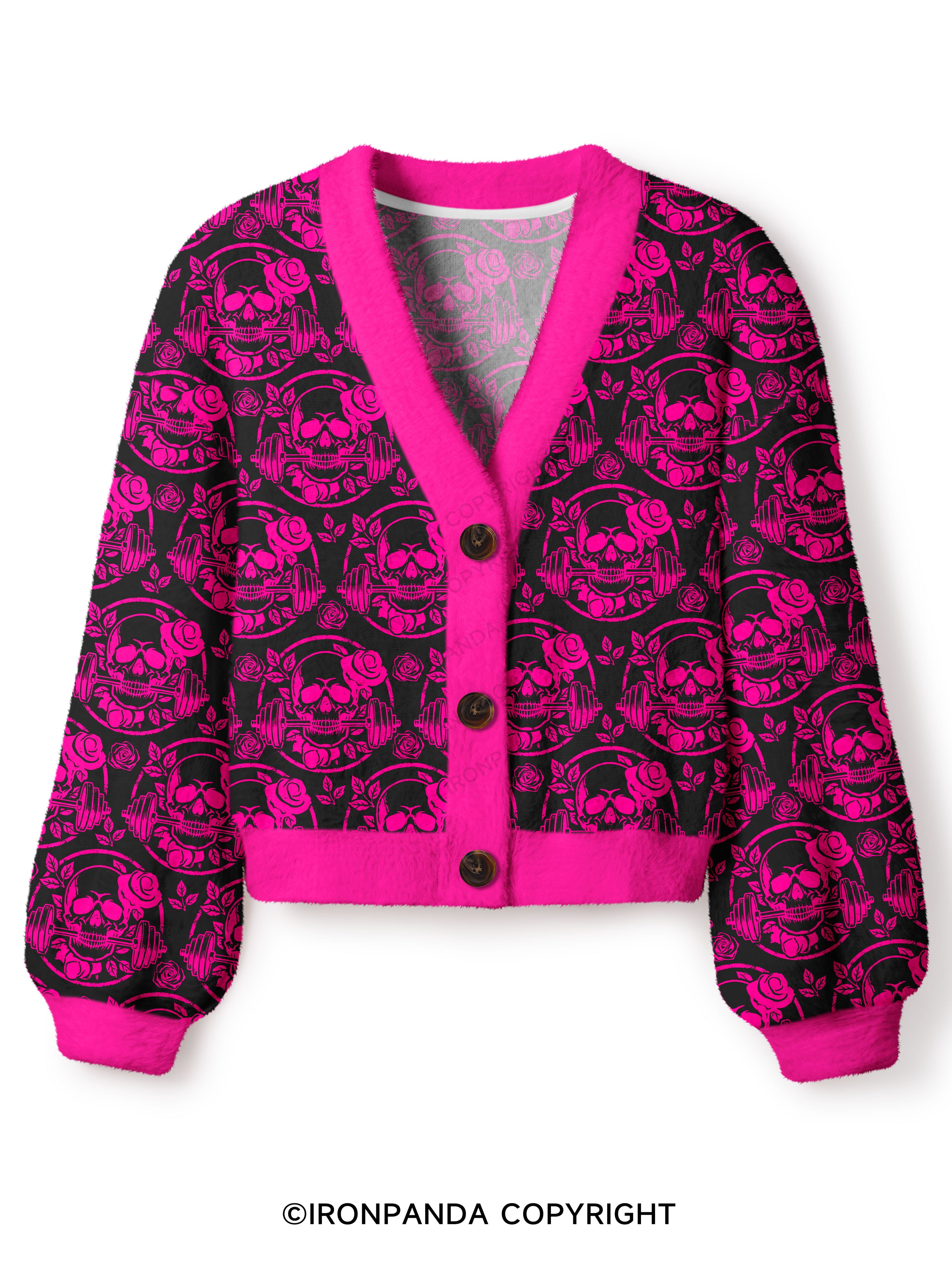 DEADLY BLOSSOM SKELETON Crop Ugly Cardigan Sweater
