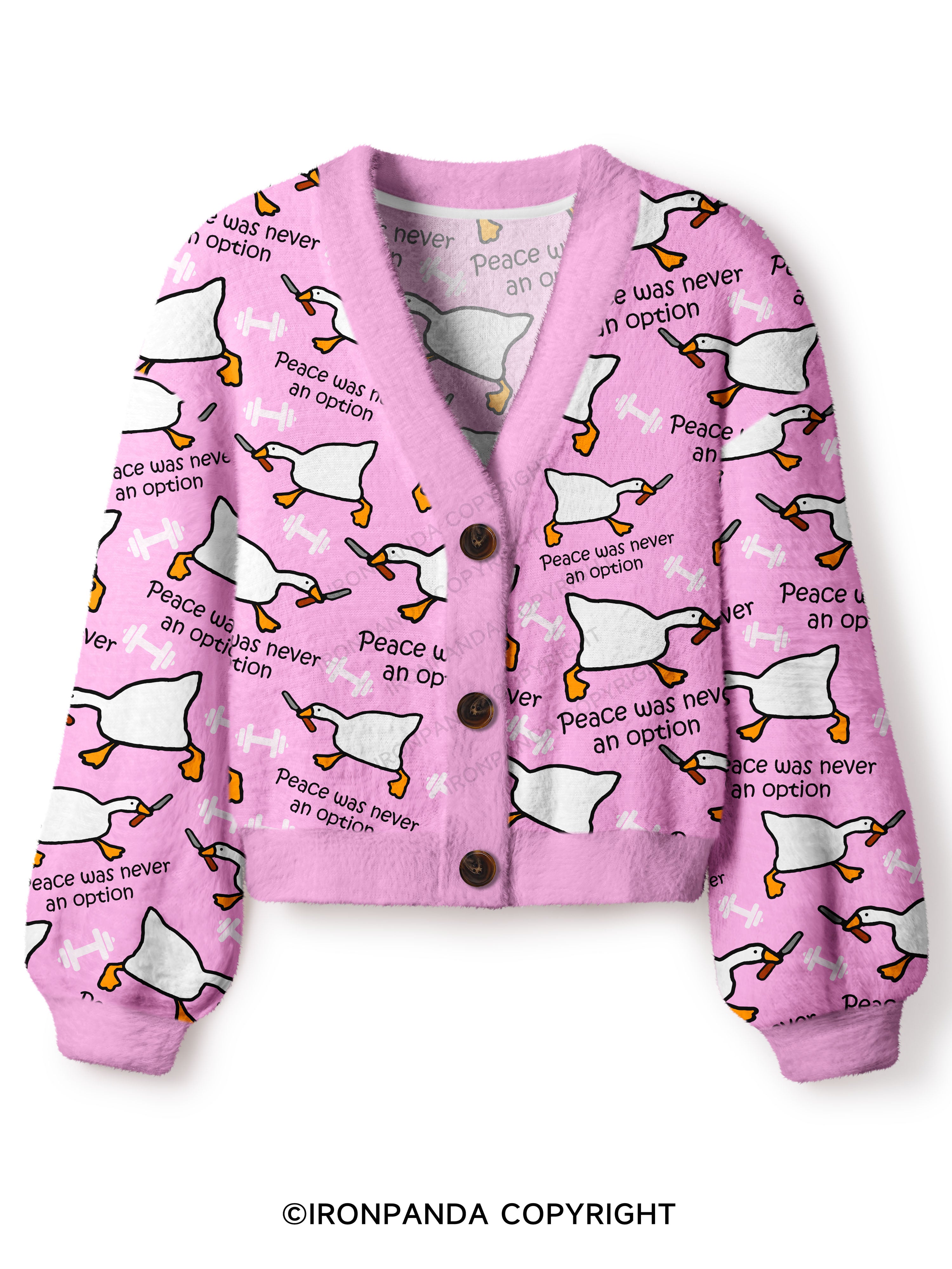 peace was never an option Crop Ugly Cardigan Sweater