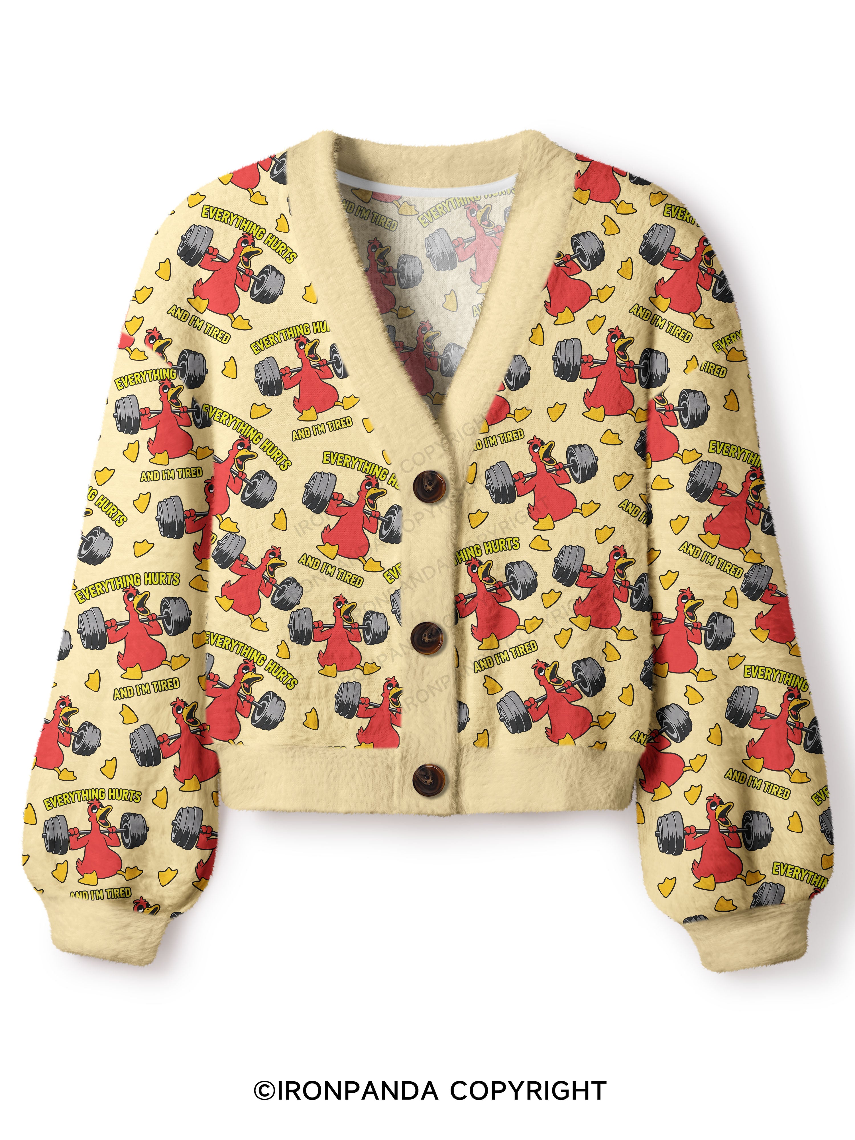 Everthing Hurts And I'm Tired Weightlifting Duck Crop Ugly Cardigan Sweater