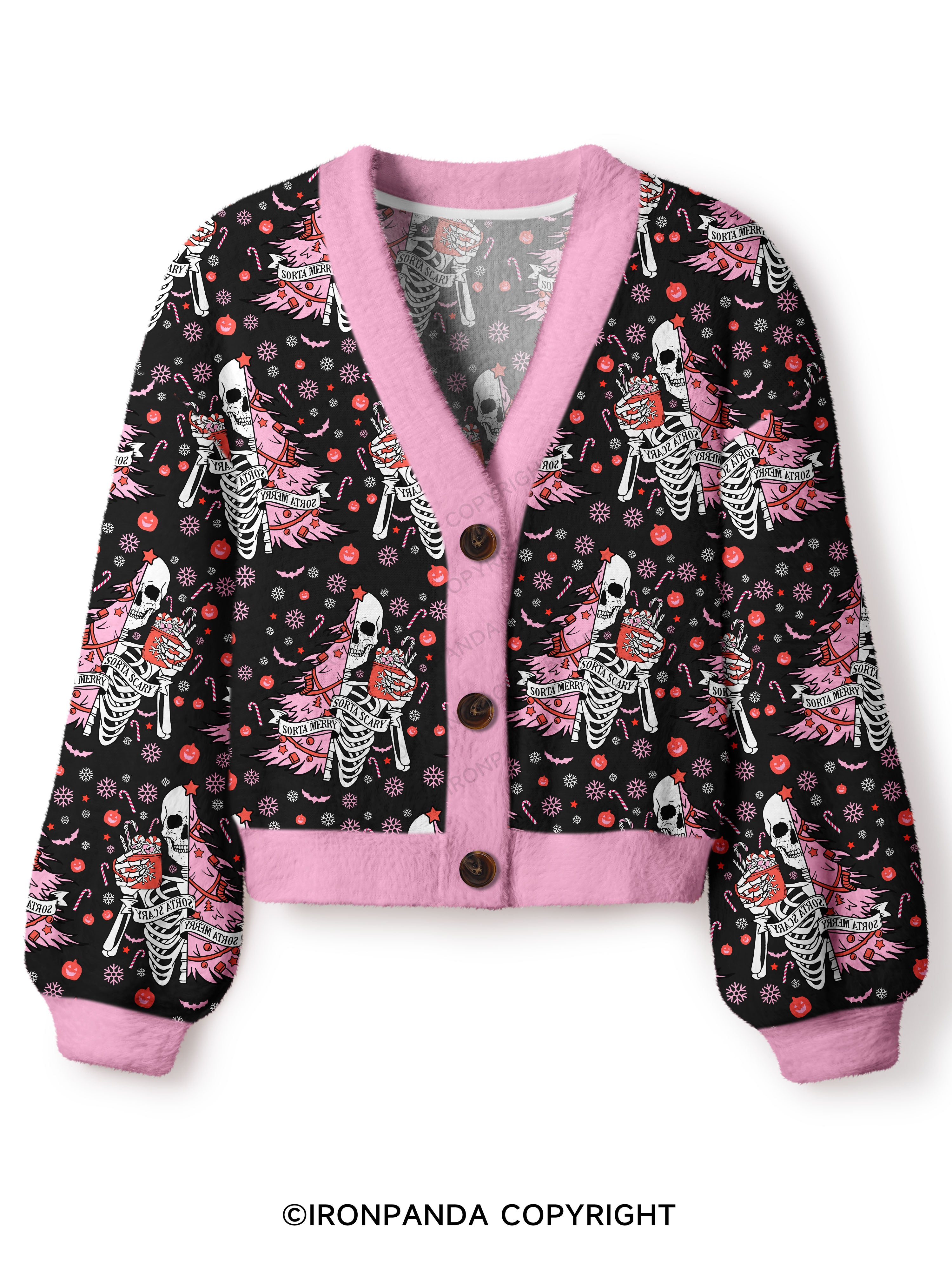 SORTA MERRY SORTA SCARY Crop Ugly Cardigan Sweater