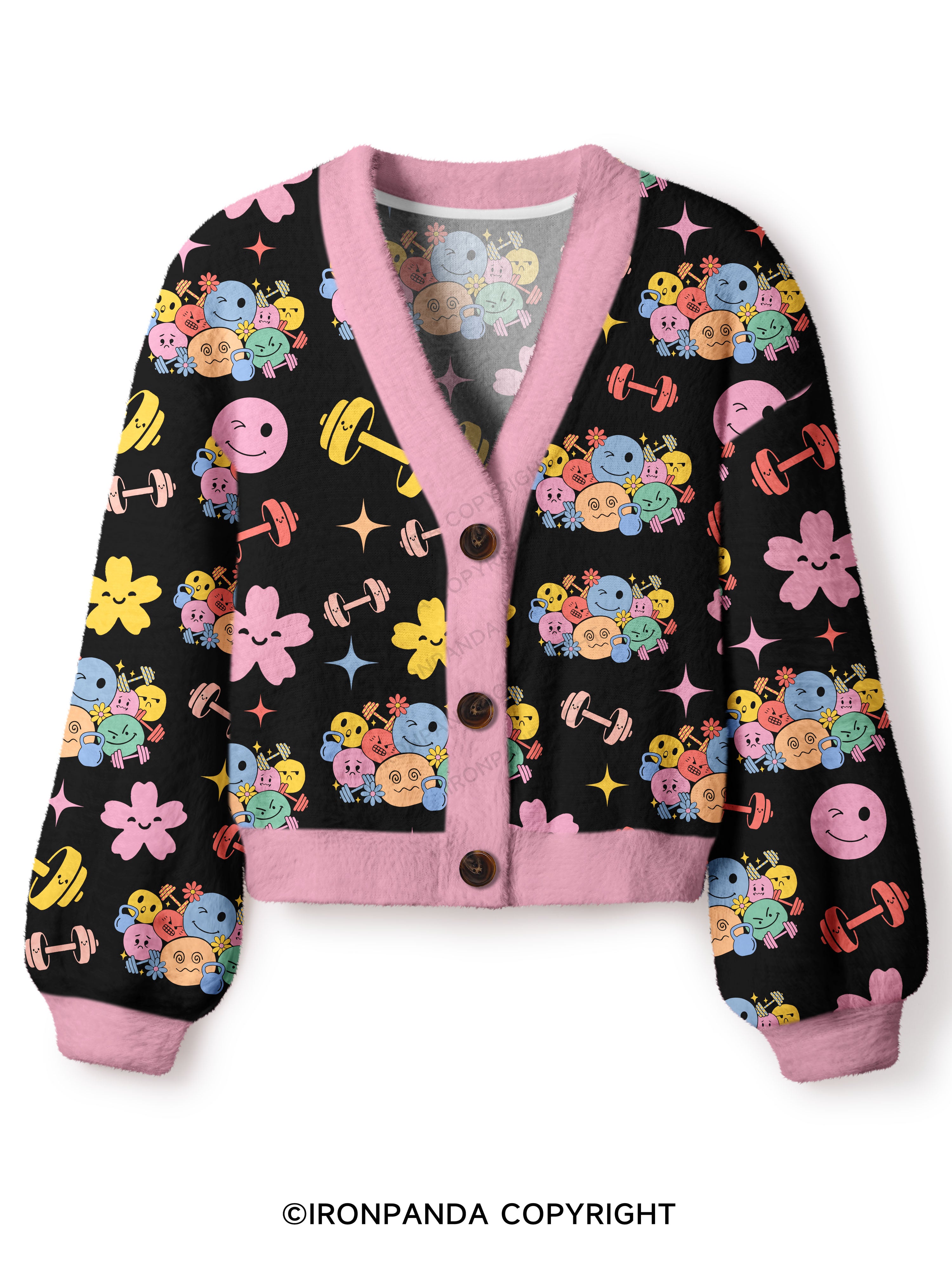 Spooky Cute Alpaca Gym Crop Ugly Cardigan Sweater