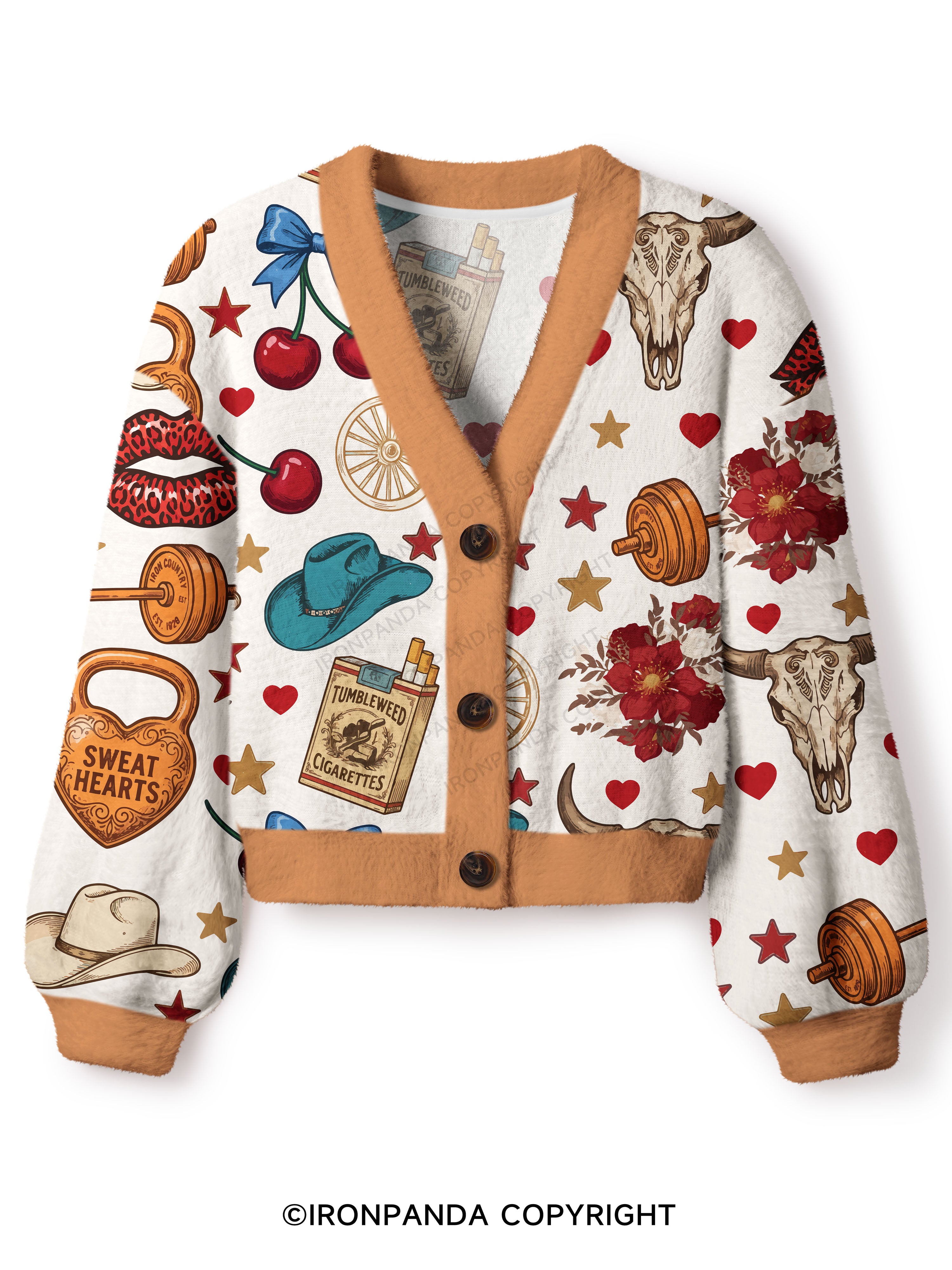 Sweat Hearts Western Crop Ugly Cardigan Sweater