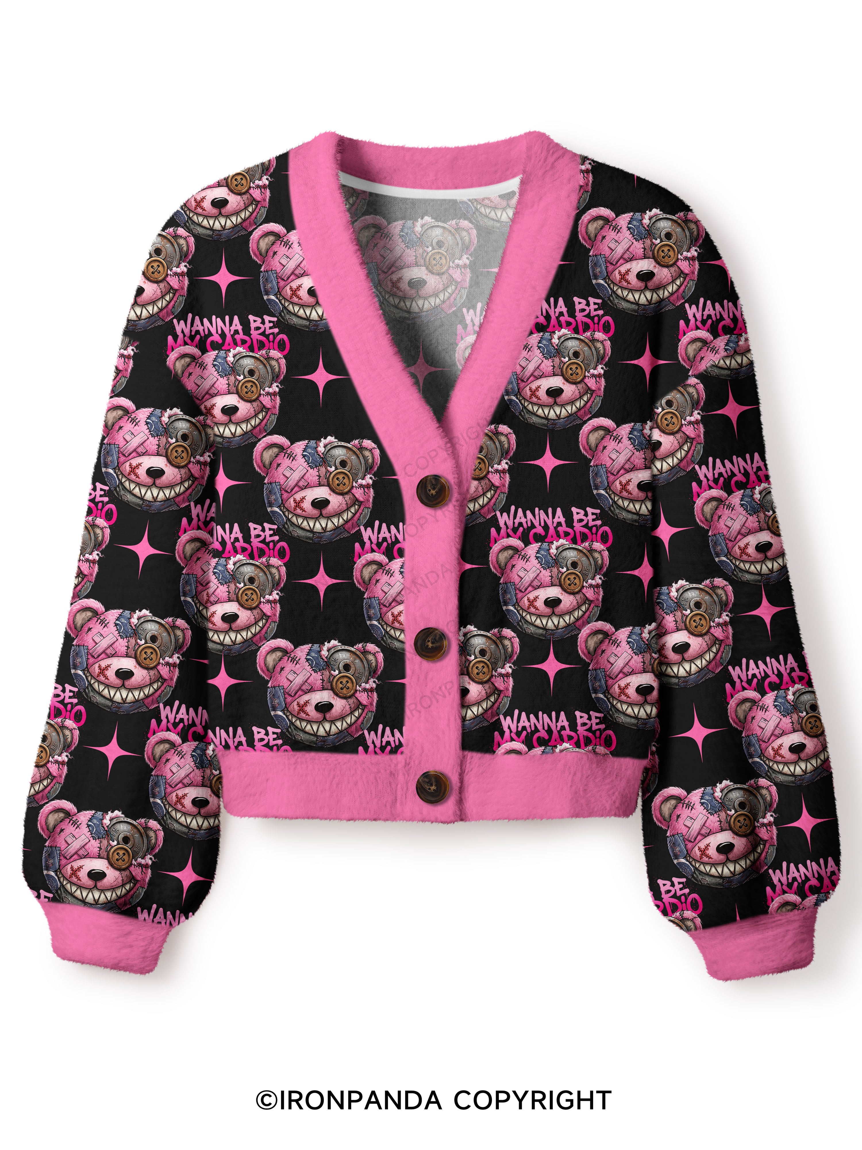 WANNA BE MY CARDIO Crop Ugly Cardigan Sweater