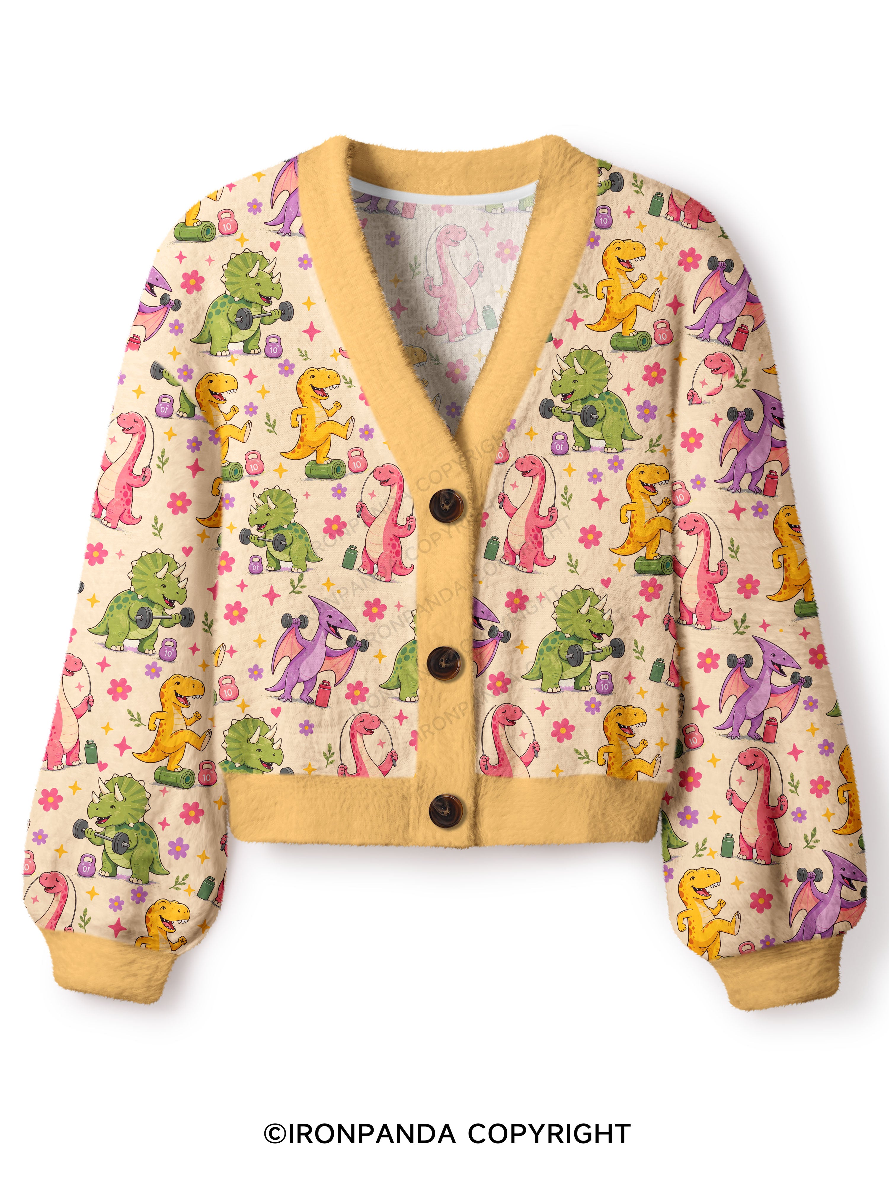 DINOSAURS DIDN'T EXERCISE. WE ALL SAW HOW THAT ENDED  Crop Ugly Cardigan Sweater
