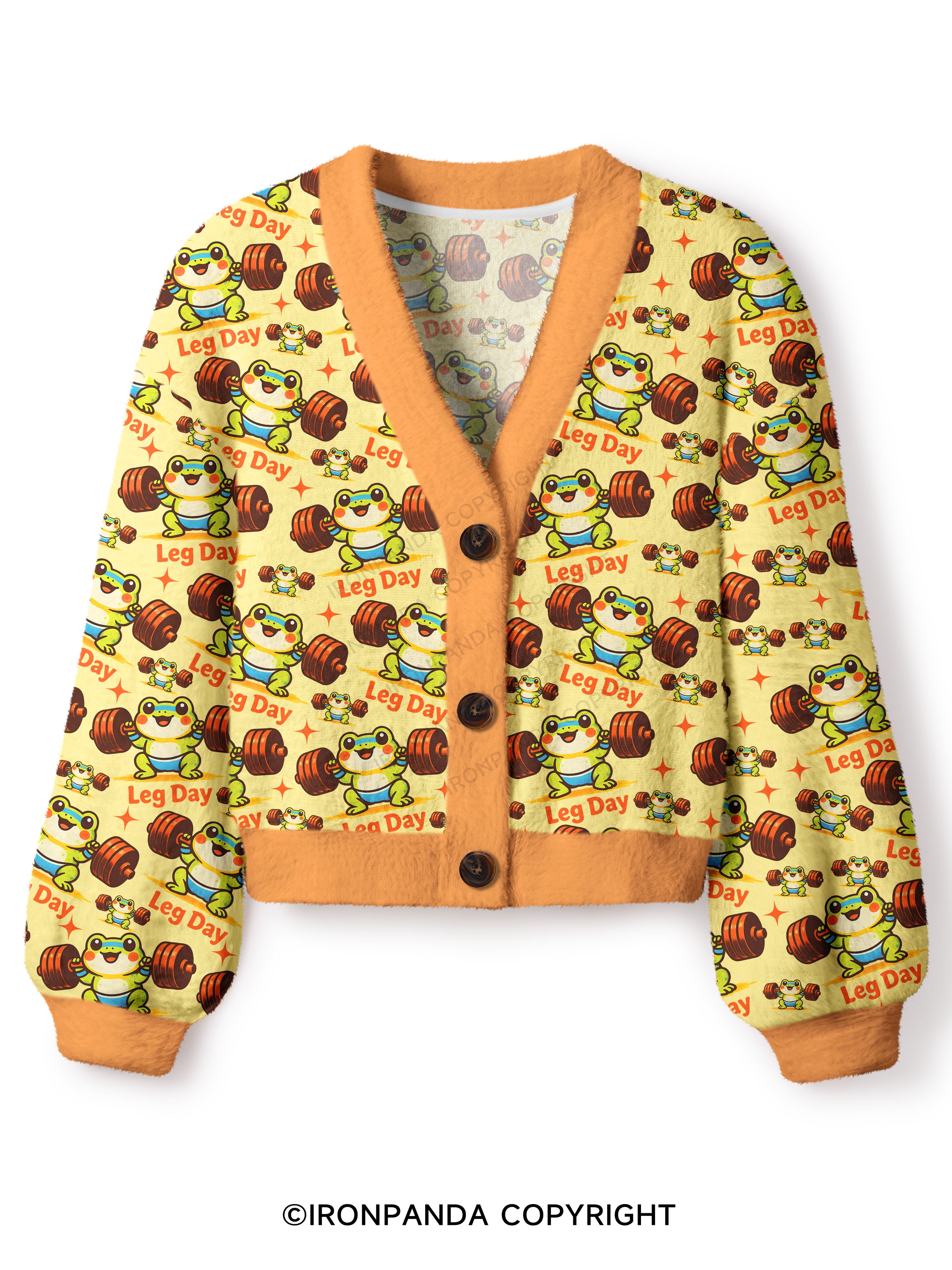 leg day Crop Ugly Cardigan Sweater
