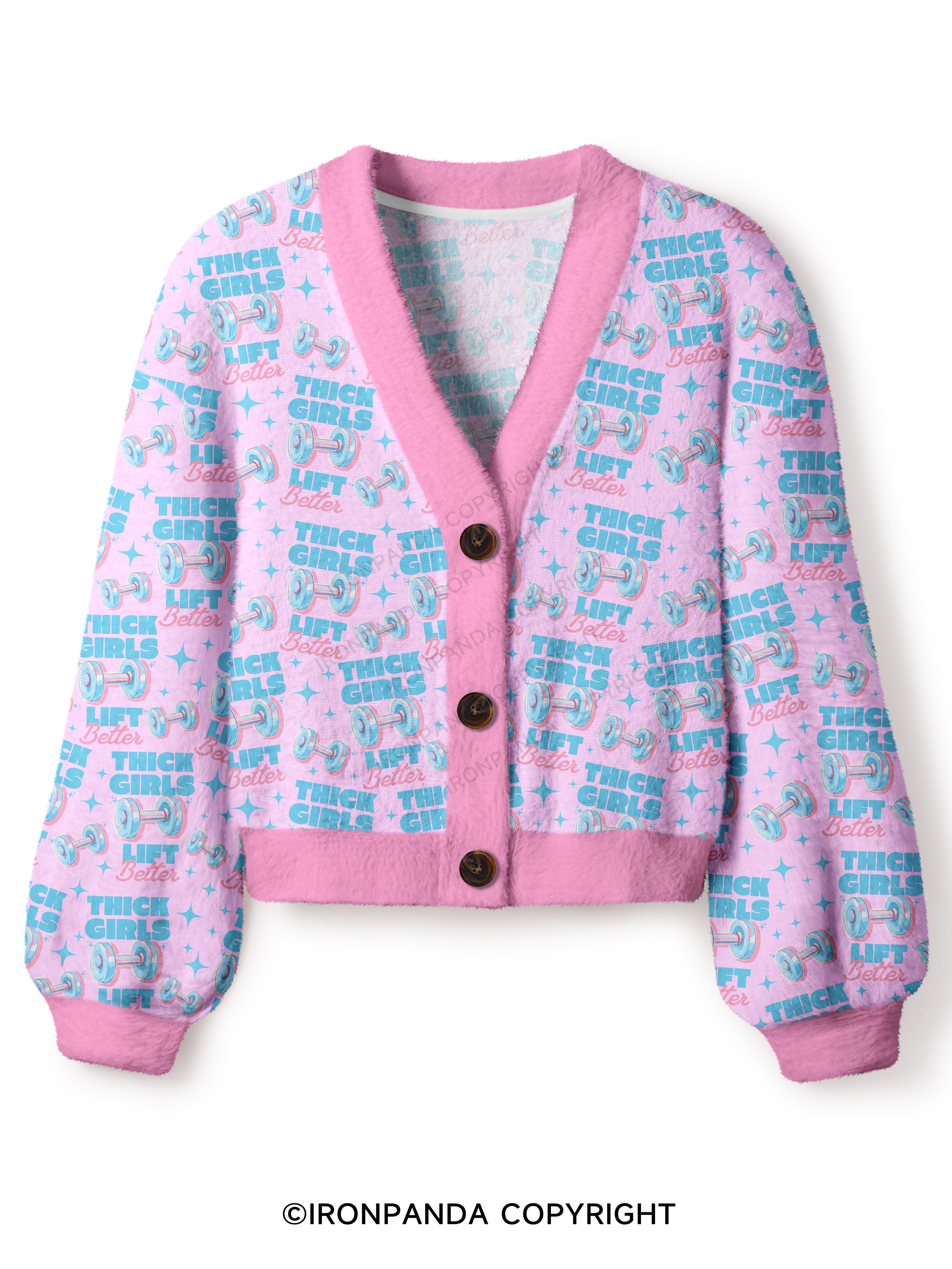 THICK THIGHS LIFT BETTER Crop Ugly Cardigan Sweater