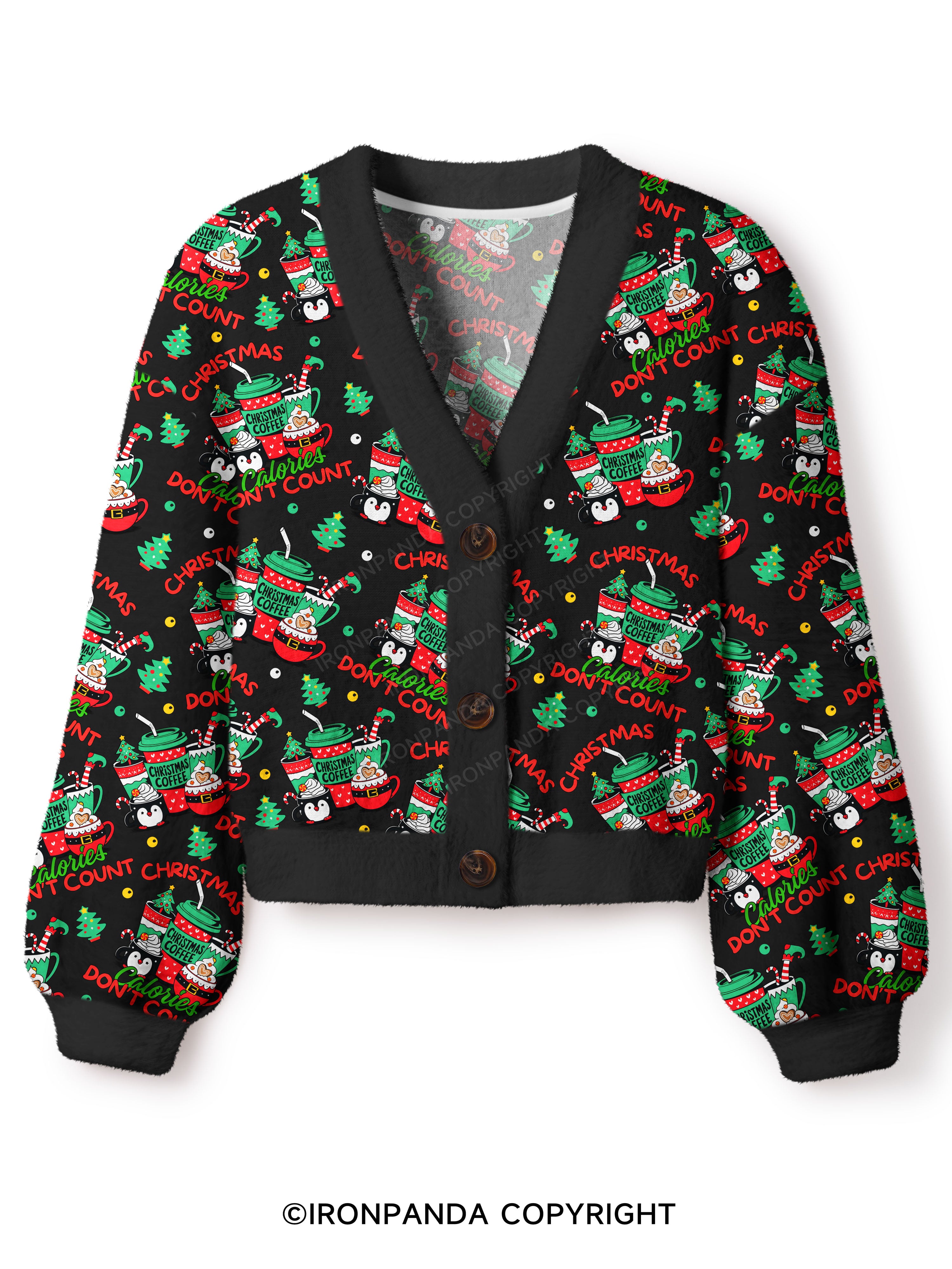 CHRISTMAS CALORIES DON'T COUNT Crop Ugly Cardigan Sweater