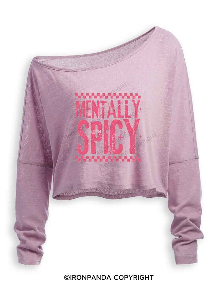 MENTALLY SPICY Off Shoulder Long Sleeve Crop Top