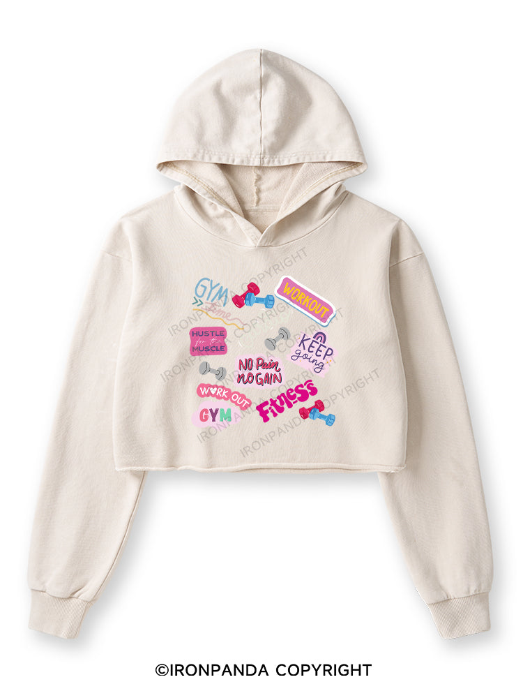 Colorful Fitness Washed Crop Hoodie