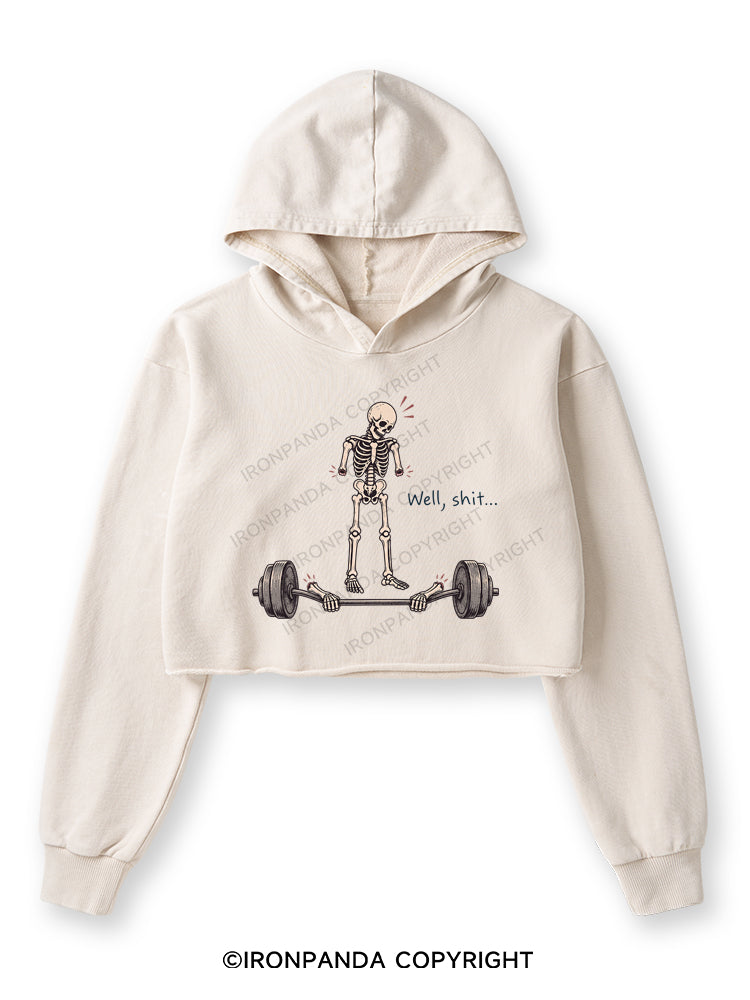 Well Shit Funny Washed Crop Hoodie