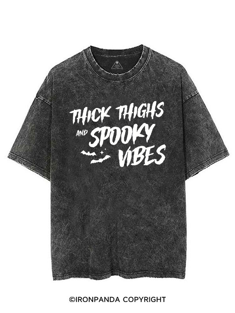THICK THIGHS AND SPOOKY VIBES HALLOWEEN SEASON VINTAGE GYM SHIRT