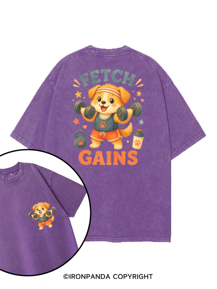 FETCH GAINS GYM DOG printed Gym Shirt