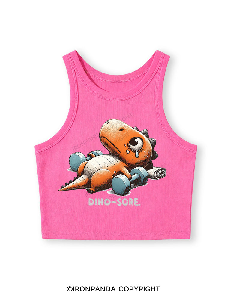 DINO-SORE AFTER WORKOUT Fitted Crop Tank Top