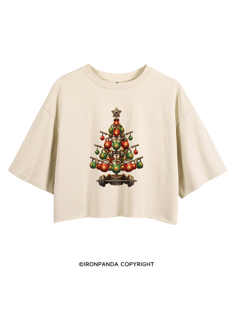 GYM LIFTMAS WORKOUT KETTLEBELL CHRISTMAS TREE CROP TOPS