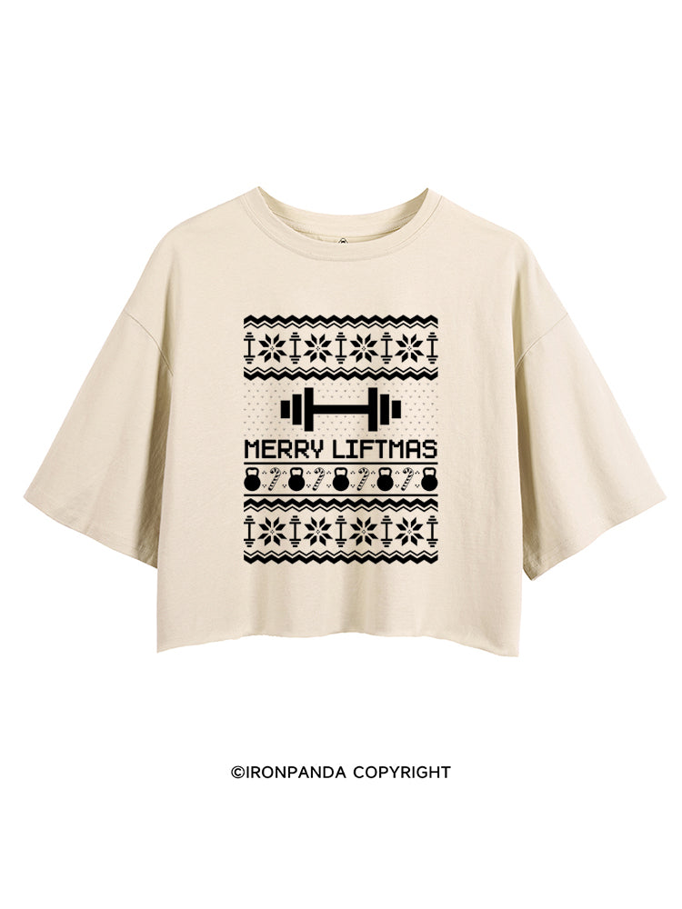 MERRY LIFTMAS FUNNY WORKOUT CROP TOPS