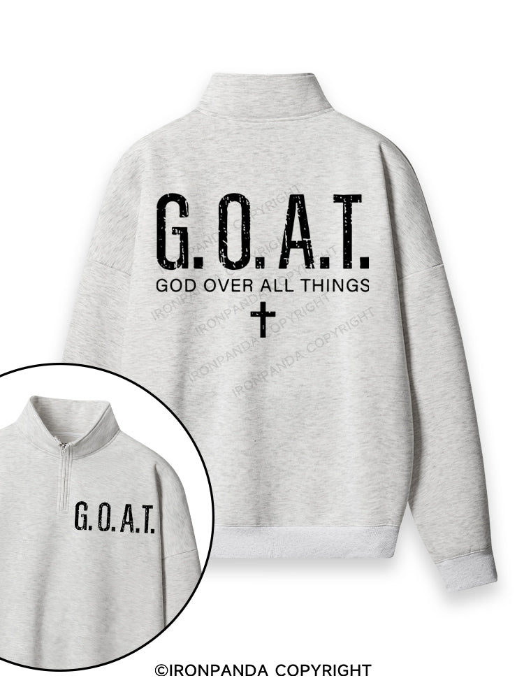 God over All Things Double-Sided Printed Quarter-Zip Fleece Sweatshirt