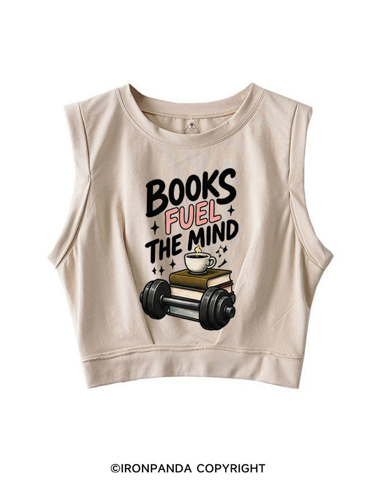 BOOKS FUEL THE MIND SLEEVELESS CROP TOPS
