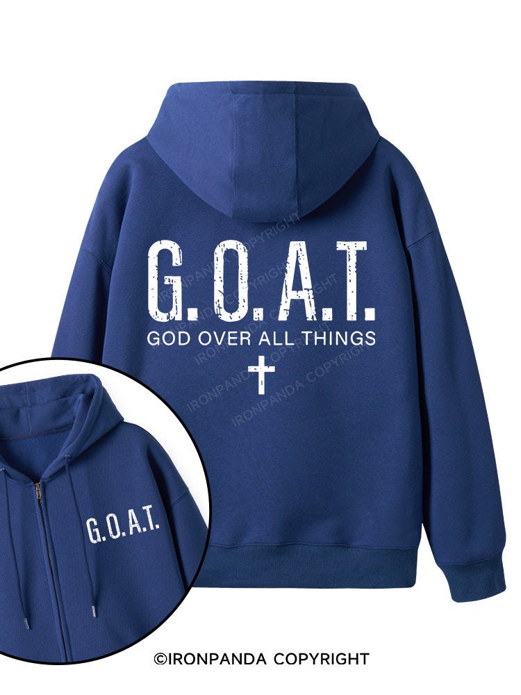 God over All Things Double-Sided Printed Fleece Zip Up Hoodie