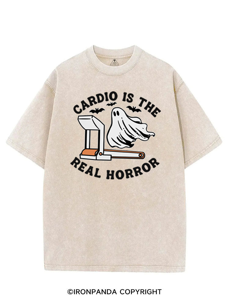 CARDIO IS THE REAL HORROR HALLOWEEN VINTAGE GYM SHIRT