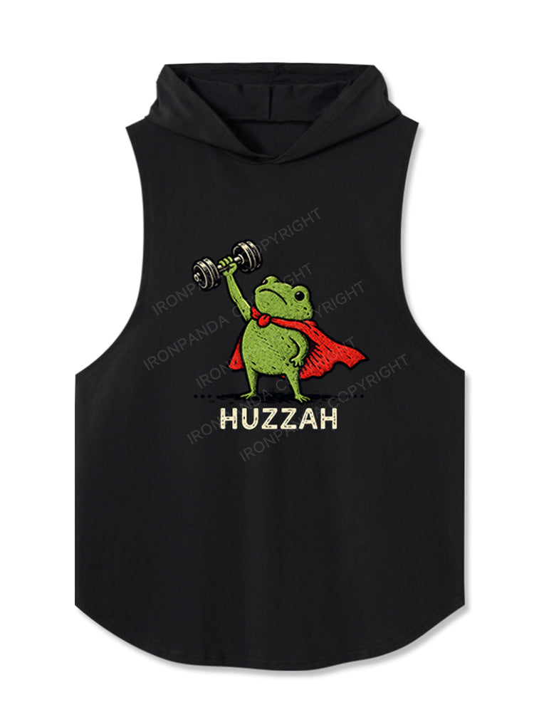 Huzzah Frog with Dumbbell Hooded Tank
