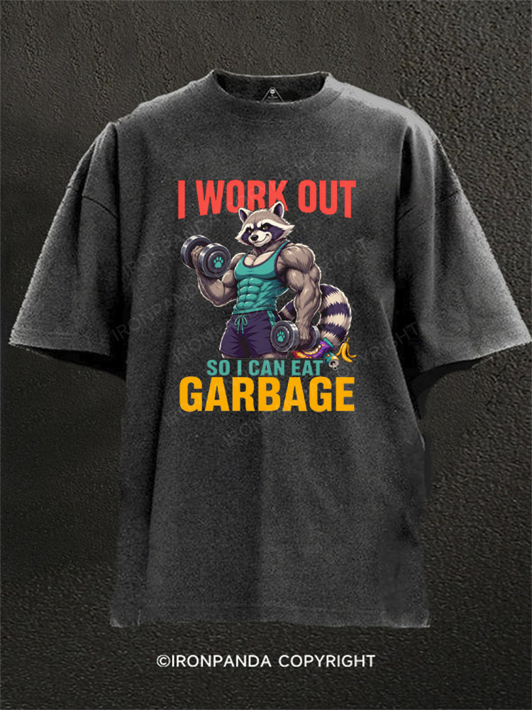 Buff Raccoon Workout for Garbage Washed Gym Shirt