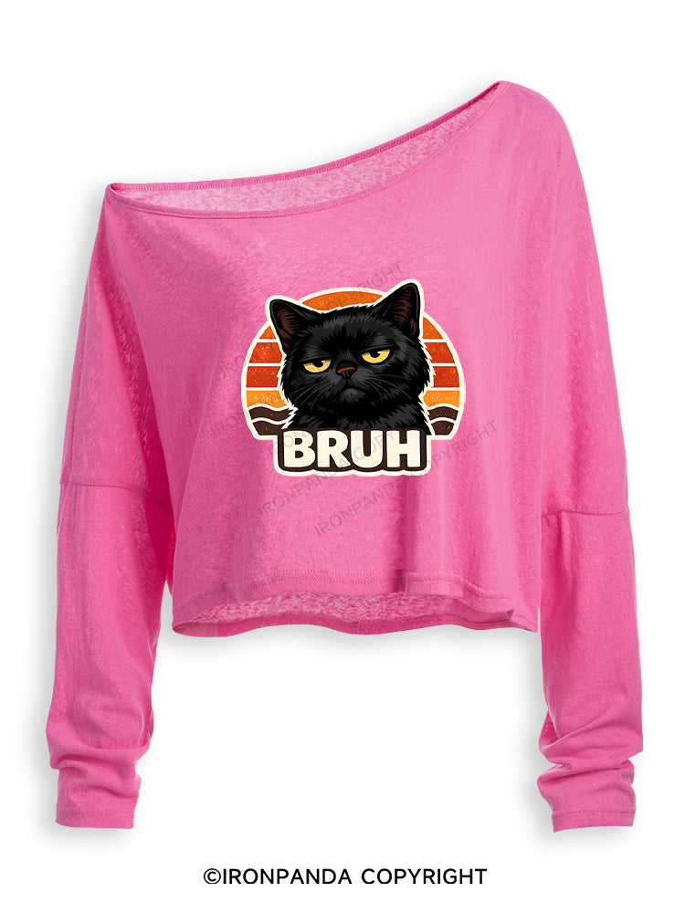 BRUH Off Shoulder Long Sleeve Crop Top