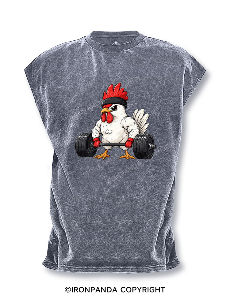 Buff Rooster Weightlifting Funny Chicken Cut Off Tank