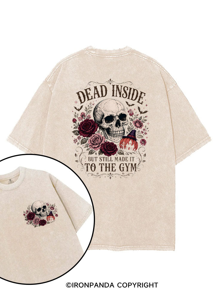 Dead Inside But Still Made It to the Gym Halloween Skeleton printed Gym Shirt